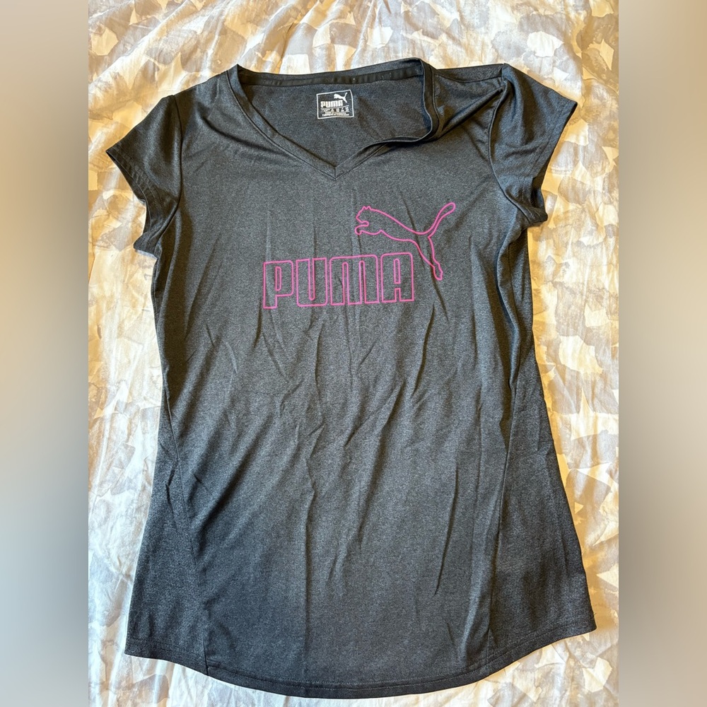 Puma Gray Fitted Cap Sleeve T-Shirt